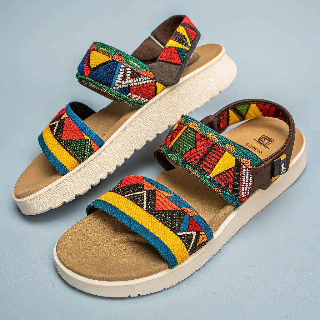 Embroidered Leather Sandals